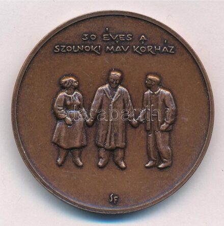 Simon Ferenc (1922-) 1997. ' 30 éves a szolnoki MÁV Kórház' kétoldalas bronz emlékérem (42,5mm) T:1-