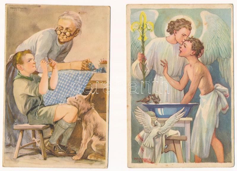 5 db RÉGI Márton L.-féle Cserkészlevelezőlapok Kiadóhivatal képeslap Márton L. szignóval / 5 pre-1945 Hungarian scout art postcards - Image 2