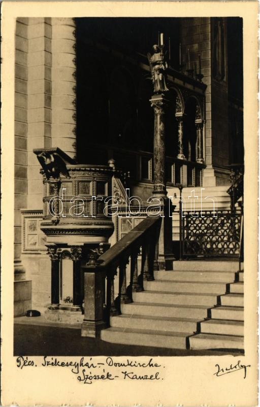 Pécs, Székesegyház, belső, Szószék. Zsabokorszky mérnök felvétele