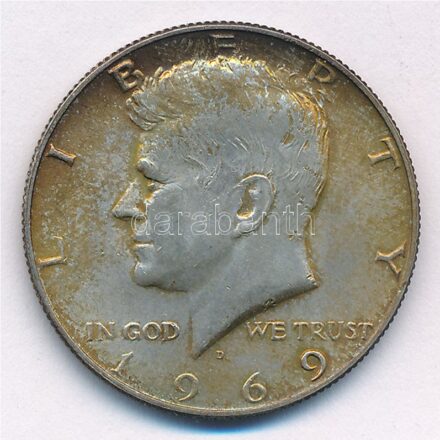 Amerikai Egyesült Államok 1969D 1/2$ Ag 'Kennedy' T:2 patina USA 1969D 1/2 Dollar Ag 'Kennedy' C:XF patina Krause KM#202a