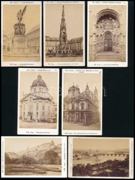 cca 1890 7 db Prága vizitkártya / 7 photos of Prague