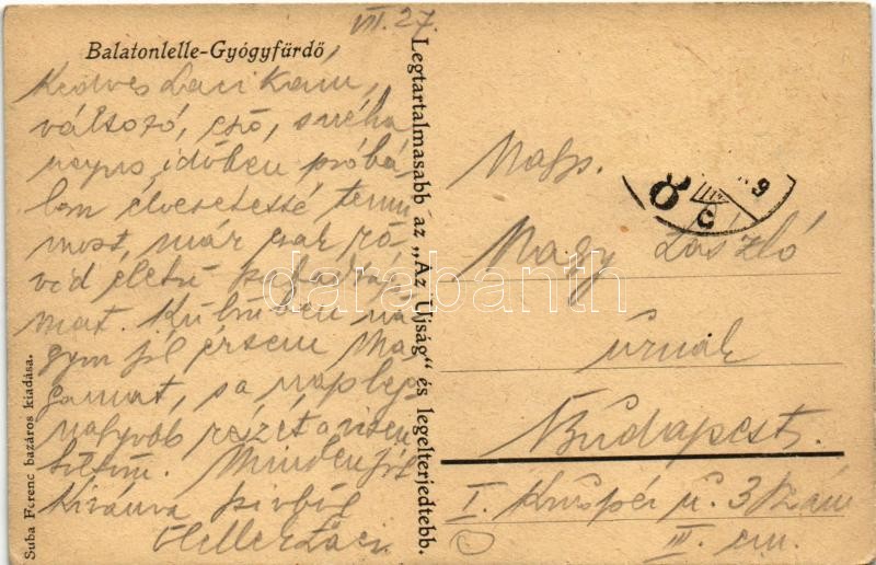 Balatonlelle-gyógyfürdő, nyaralók. Suba Ferenc bazáros kiadása - Legtartalmasabb az 'Az Újság' és legelterjedtebb - Image 2