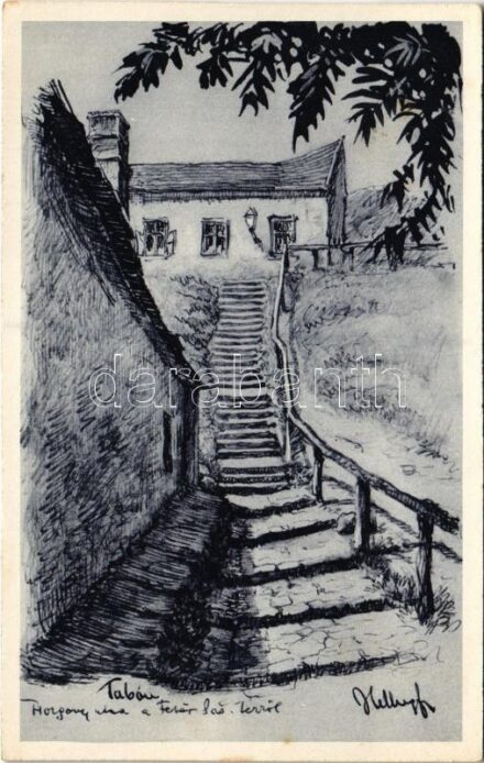 Budapest I. Tabán, Horgony utca a fehér Sas térről. R.J.E. 568. s: Helbing