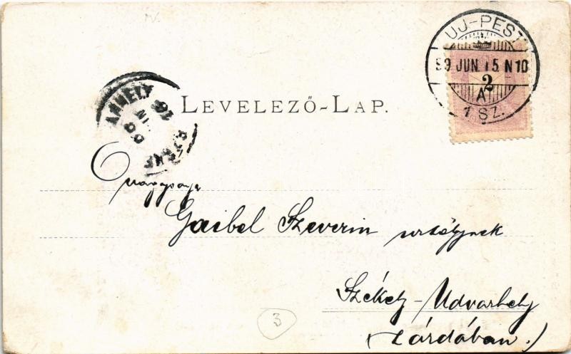 1899 (Vorläufer) Budapest IV. Újpest, Árpád úti részlet, háttérben a Népsziget. Schön Bernát kiadása (kopott sarkak / worn corners) - Image 2