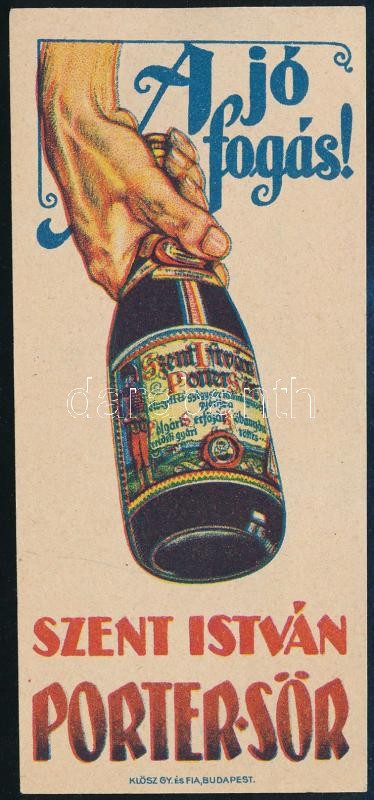 cca 1910-1930 Szent István Porter sör számolócédula, Klösz Gy. és Fia Bp.