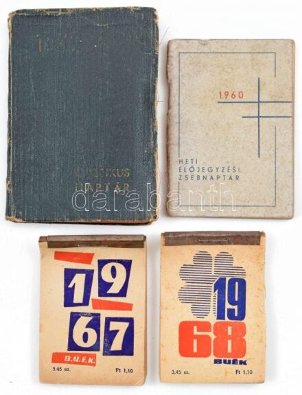 1949-1968 4 db zsebnaptár, vegyes állapotban