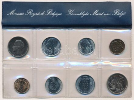Belgium 1981. 50c - 20F (8xklf, 4x vallon + 4x flamand) 'Monnaie Royale de Belgique - Koninklijke Munt van België' forgalmi sor eredeti lezárt műanyag tokban T:1 patina Belgium 1981. 50 Centimes - 20 Francs (8xdiff, 4x 'Belgique' 4x 'Belgie' )