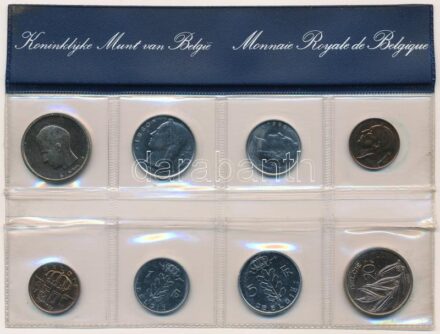 Belgium 1980. 50c - 20F (8xklf, 4x vallon + 4x flamand) 'Monnaie Royale de Belgique - Koninklijke Munt van België' forgalmi sor eredeti lezárt műanyag tokban T:1 patina Belgium 1980. 50 Centimes - 20 Francs (8xdiff, 4x 'Belgique' 4x 'Belgie' )