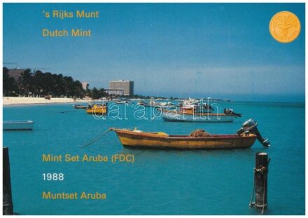 Aruba 1988. 5c - 2 1/2Fl (6xklf) forgalmi sor + 'Aruba' emlékérem szettben, karton dísztokban T:1 Aruba 1988. 5 Cents - 2 1/2 Florin (6xdiff) + 'Aruba' commemorative coin in set, in cardboard case C:UNC