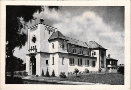 Budapest XIX. Kispest, Jézus Szíve templom a Rózsa-, Vas Gereben- és Beniczky utca sarkán. Rózsa utca 122.