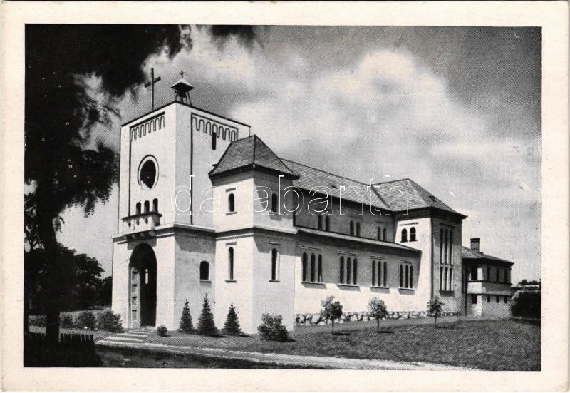 Budapest XIX. Kispest, Jézus Szíve templom a Rózsa-, Vas Gereben- és Beniczky utca sarkán. Rózsa utca 122.