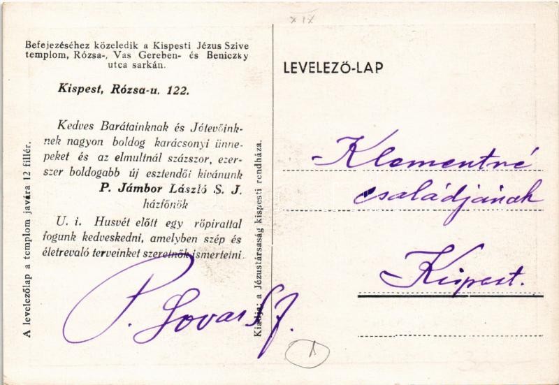 Budapest XIX. Kispest, Jézus Szíve templom a Rózsa-, Vas Gereben- és Beniczky utca sarkán. Rózsa utca 122. - Image 2