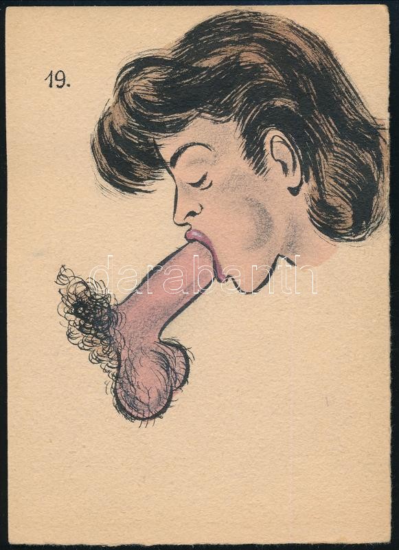 Jelzés nélkül: Erotikus jelenet. Vegyes technika, papír. 15x11cm