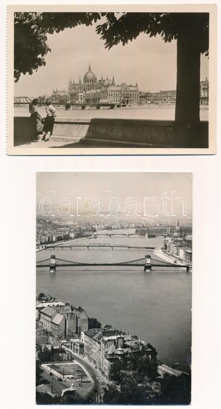 Budapest, Kossuth híd - 2 db modern Képzőművészeti Alap képeslap