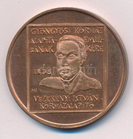 Máté István (1952-) 1988. 'A Gyöngyösi Kórház alapításának emlékére, Vezekényi István kórházalapító / XIV. Heves Megyei Orvos Gyógyszerész Napok' kétoldalas, bronz emlékérem (42,5mm) T:1-