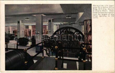 New York City, Metropolitan Life Insurance Co.'s Home Office Building, corner of engine room, interior. Electrical and elevator equipment the largest of any office building in the world