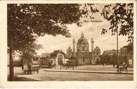 Wien, Vienna, Bécs; Karlskirche / church, omnibus (EK)