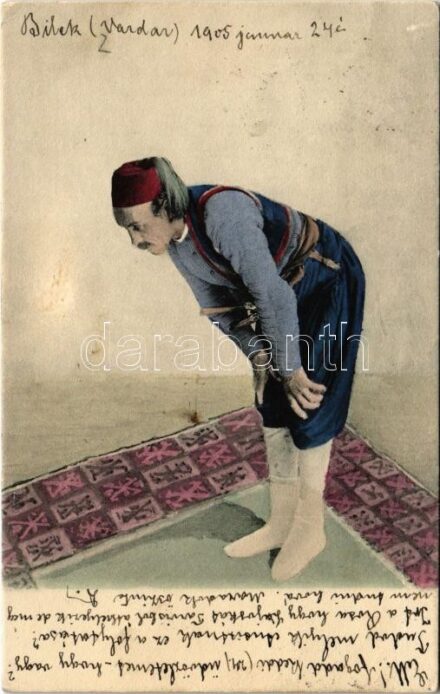1905 Bosnia, praying man + 'K. und K. Milit. Post Bilek'