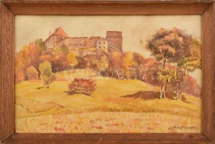 Josef Zahleis ( - ): Vár. Akvarell, papír, üvegezett keretben. 24x36cm