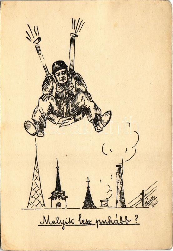 Melyik lesz puhább? Magyar katonai ejtőernyős, humor (EK)