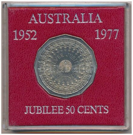 Ausztrália 1977. 50c Cu-Ni 'Ezüstjubileum' eredeti műanyag tokban T:1- Australia 1977. 50 Cents Cu-Ni 'Silver Jubilee' in original plastic case C:AU Krause KM#70