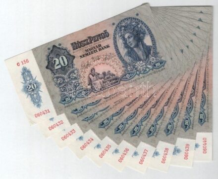 1941. 20P (10x) sorszámkövetők 'C 156 060431 - C 156 060440' T:I,I- egyiken sarokhajlás Adamo P12