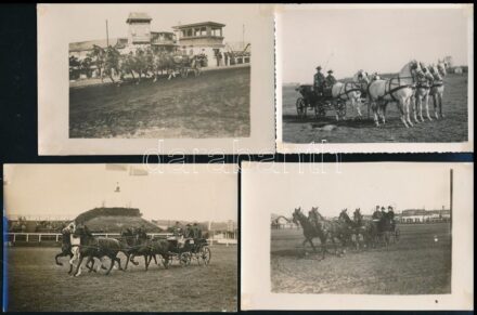 cca 1939-1940 Fogatok szépségversenye, pl. debreceni ménestelep 6. fogata, 8 db fotó, 9×11,5 és 12×17,5 cm közötti méretekben