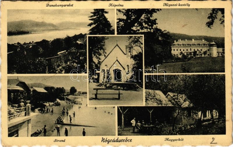 1942 Verőce, Nógrádverőce; Dunakanyarulat, kápolna, Migazzi kastély, strand, Magyarkút. Krompecher kiadása