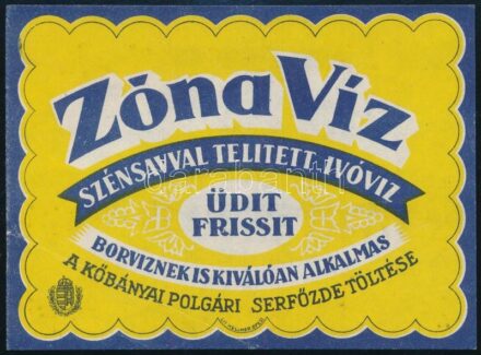 Zóna Víz Kőbányai Polgári Serfőzde címke