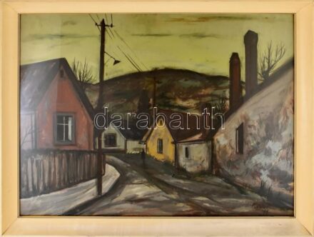 Koch Vilmos (1927-2006): Visegrádi táj, olaj, farost, jelzett, Képcsarnokos, üvegezett keretben 60×80 cm