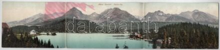 Tátra, Magas-Tátra, Vysoké Tatry; Csorba-tó. Cattarino S. kiadása 1905. 141. sz. 3-részes kihajtható panorámalap / Csorber-See / Strbské pleso / 3-tiled folding panoramacard (fl)
