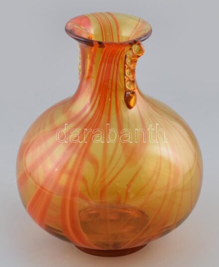 Muránói borostyán színű, fújt, üvegváza, hibátlan, jelzés nélkül m: 26 cm