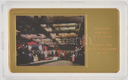 2014. 'A magyar festészet remekművei / Barabás Miklós 1810-1898 / A Lánchíd alapkőletétel 1864' aranyozott, multicolor Cu emlékérem (35x60mm) T:PP