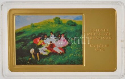 2014. 'A magyar festészet remekművei / Szinyei Merse Pál 1845-1920. - Majális 1873.' aranyozott, multicolor Cu emlékérem (35x60mm) T:PP