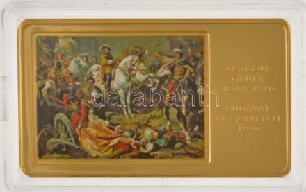 2014. 'A magyar festészet remekművei / Benczúr Gyula 1844-1920. - Budavár visszavétele 1896.' aranyozott, multicolor Cu emlékérem (35x60mm) T:PP