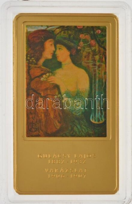 2014. 'A magyar festészet remekművei / Gulácsy Lajos 1882-1932. - Varázslat 1906-1907.' aranyozott, multicolor Cu emlékérem (35x60mm) T:PP