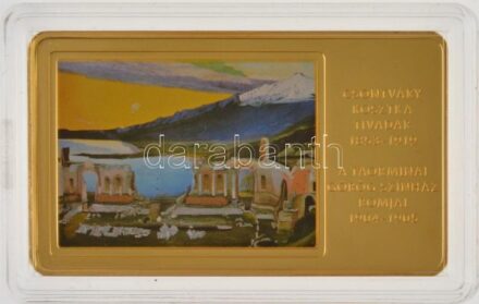 2014. 'A magyar festészet remekművei / Szinyei Merse Pál 1845-1920. - Majális 1873.' aranyozott, multicolor Cu emlékérem (35x60mm) T:PP