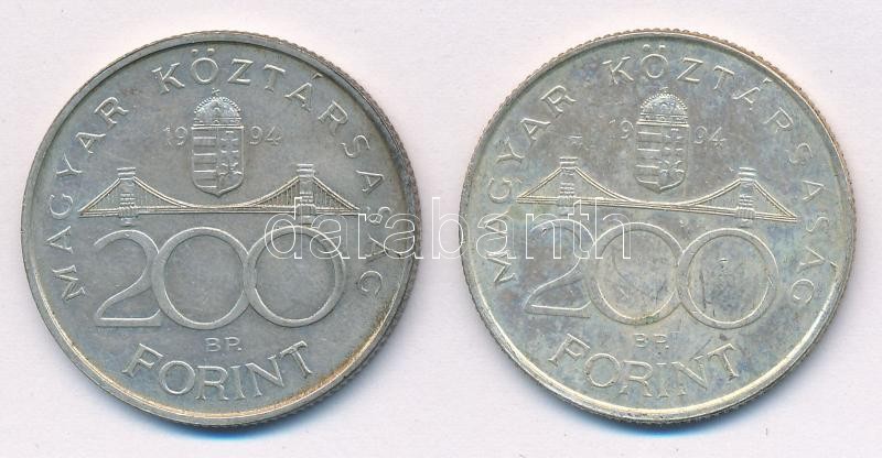 1994. 200Ft Ag 'Deák' (2x) T:2 Adamo F13. - Image 2