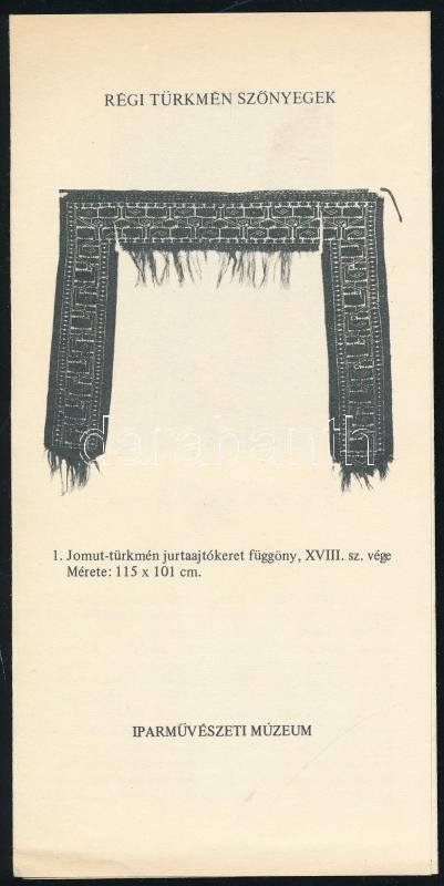 Régi türkmén szőnyegek. Kiállítási katalógus, és prospektus. Bp., 1975., Iparművészeti Múzeum. Kiadói papírkötés. - Image 3