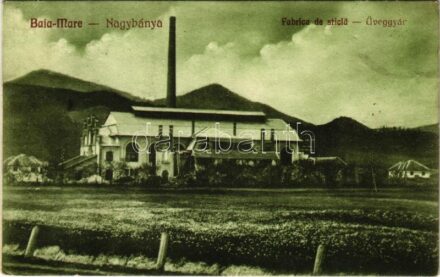 1940 Nagybánya, Baia Mare; Fabrica de sticla / Üveggyár. Kovács kiadása / glassworks, glass factory + '1940 Nagybánya visszatért' So. Stpl. (EK)