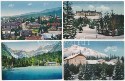 Tátra, Vysoké Tatry; 4 db régi képeslap / 4 pre-1945 postcards