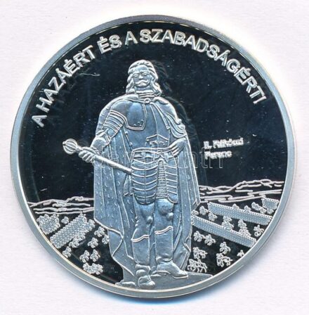 DN 'Nemzetünk nagyjai - II. Rákóczi Ferenc' Ag emlékérem tanúsítvánnyal (10,37g/0.999/35mm) T:PP patina