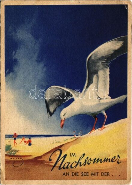 1939 Im Nachsommer an die See mit der... Urlaubskarte der Deutschen Reichsbahn - 20-40% ermässigt / German State Railway touristic advertisement with discount (EK)