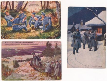 5 db RÉGI K.u.k. katonai képeslap vegyes minőségben / 5 pre-1945 K.u.k. military postcards in mixed quality