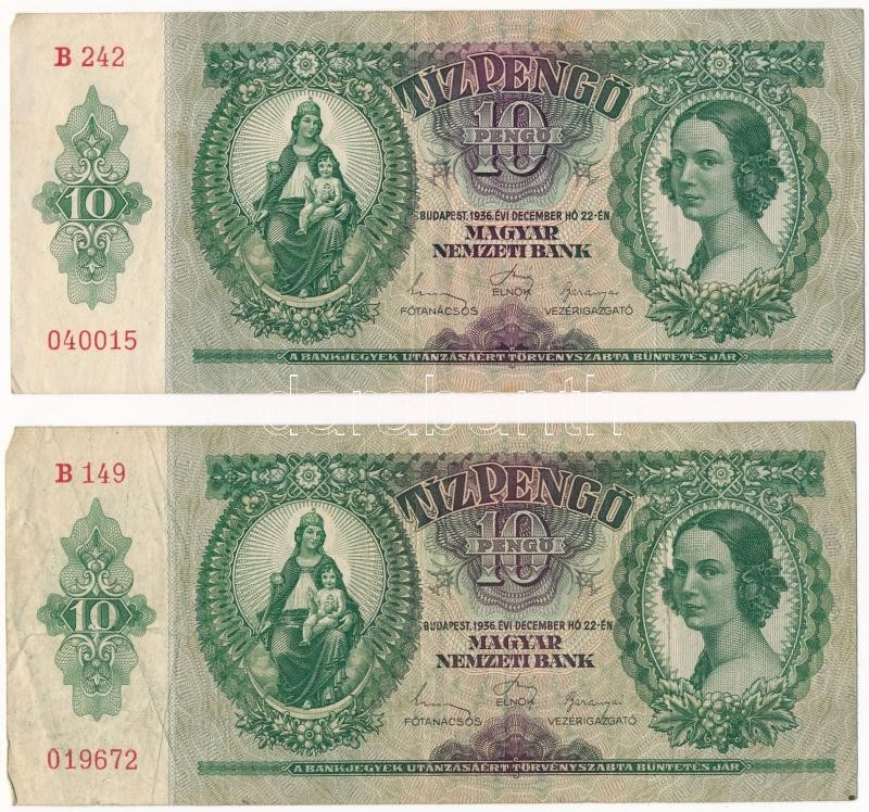 9 db RÉGI külföldi képeslap vegyes minőségben + 2 db 1936. 10P (tíz pengő) / 9 pre-1945 European town-view postcards in mixed quality + 2 1936 10 Pengő banknotes - Image 2