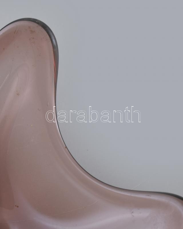 Muránói lila üveg kínáló, kis kopásnyomokkal, 31×32 cm - Image 2