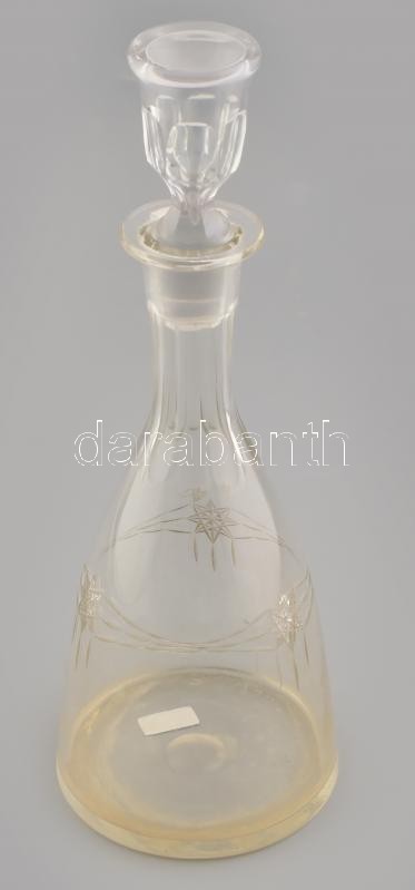 Csillagmintás hutaüveg kiöntő dugóval, kis kopásnyomokkal, m: 33 cm