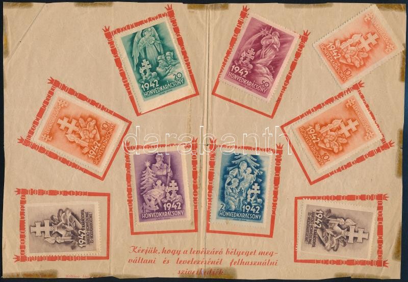 1935 VI. FŐISKOLAI VILÁGBAJNOKSÁG levélzárók emléklapon + 1942 Honvédkarácsony levélzárók emléklapon (hajtott / folded) - Image 2