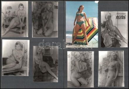 25 db aktfotó, kartonra ragasztva, 8x6 cm és 15x10 cm között