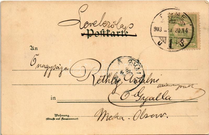 1903 Bark, von einem Schlepper Elbaufwärts gebracht. Kuenstlerpostkarte No. 1859. von Ottmar Zieher Kunstanstalt. litho s: M. Zeno Diemer (EK) - Image 2